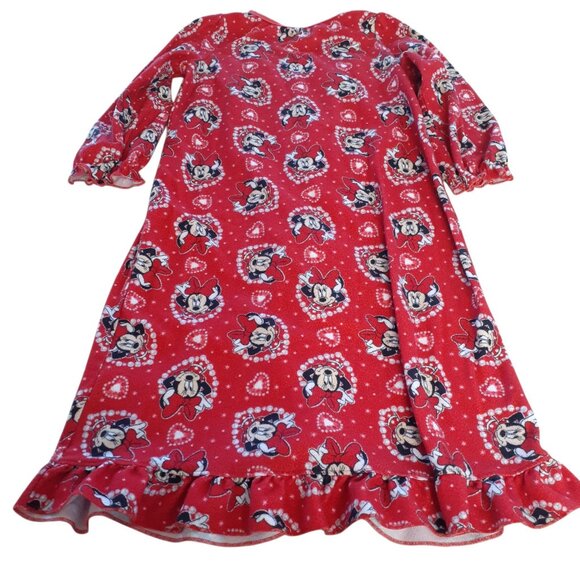 Disney Minnie Mouse Flannel Nightgown Toddler Girls 5T Red Ruffle Long Sleeve - Picture 2 of 4